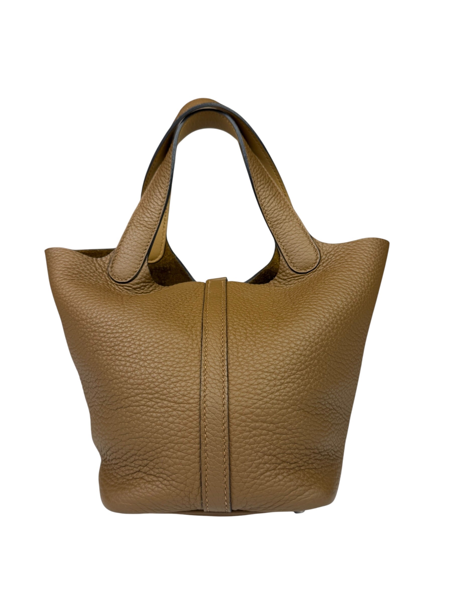 Hermes Brown Taurillon Clemence Leather Picotin 18 Lock Handbag 2021