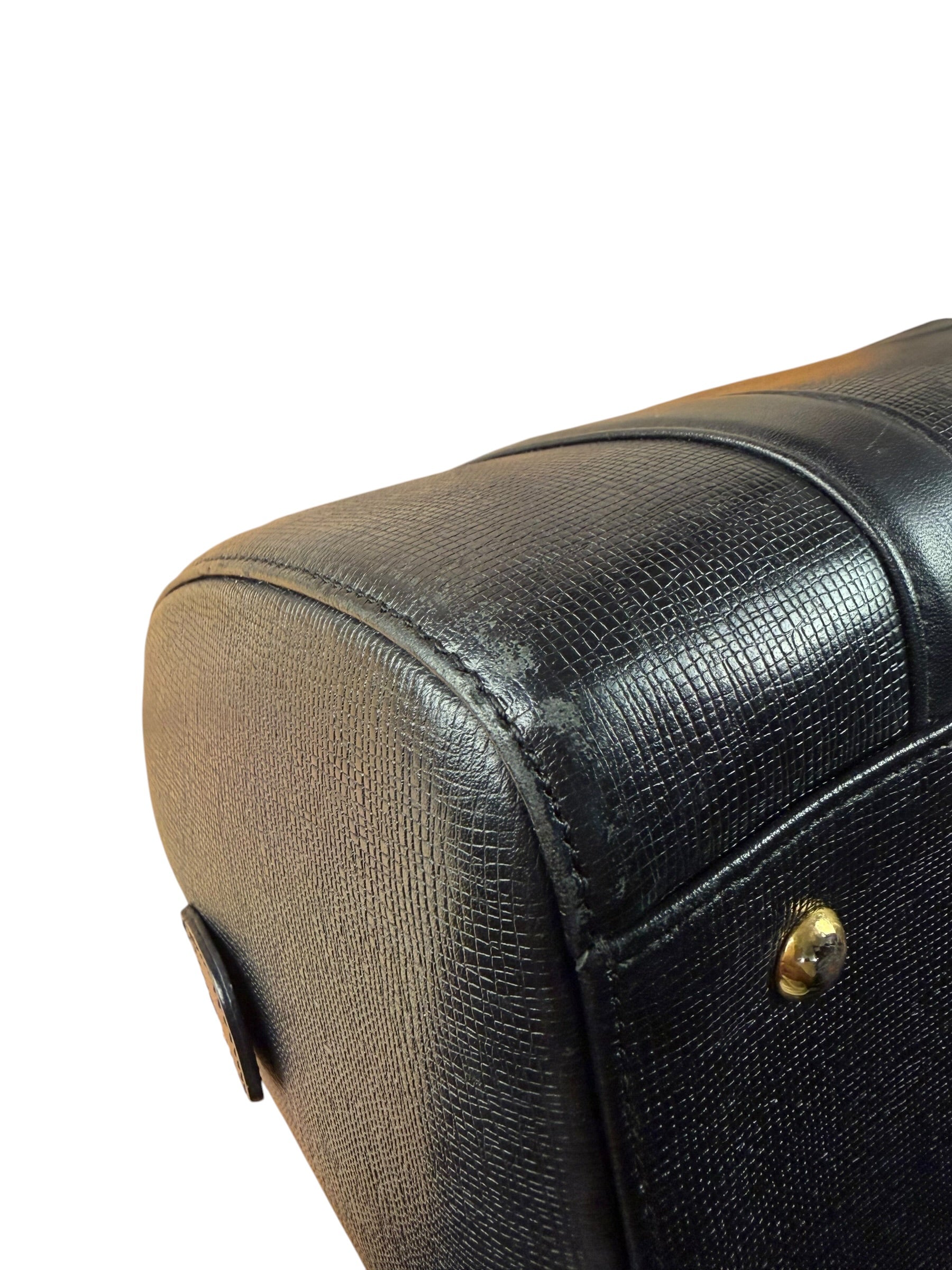 MCM Vintage Black Leather Boston Handbag