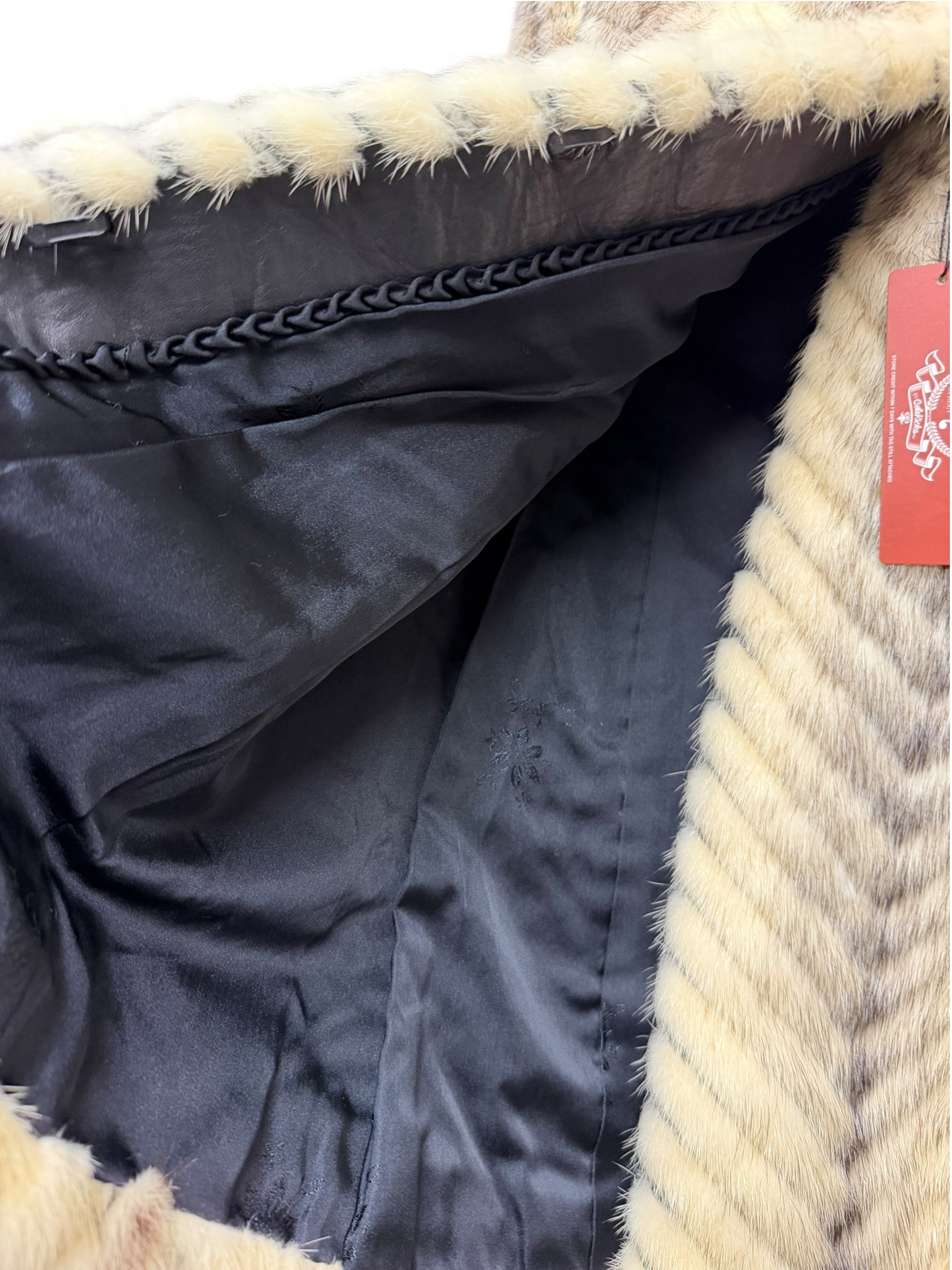 Furvan Vintage Black Intricately Trimmed Mink Fur Coat