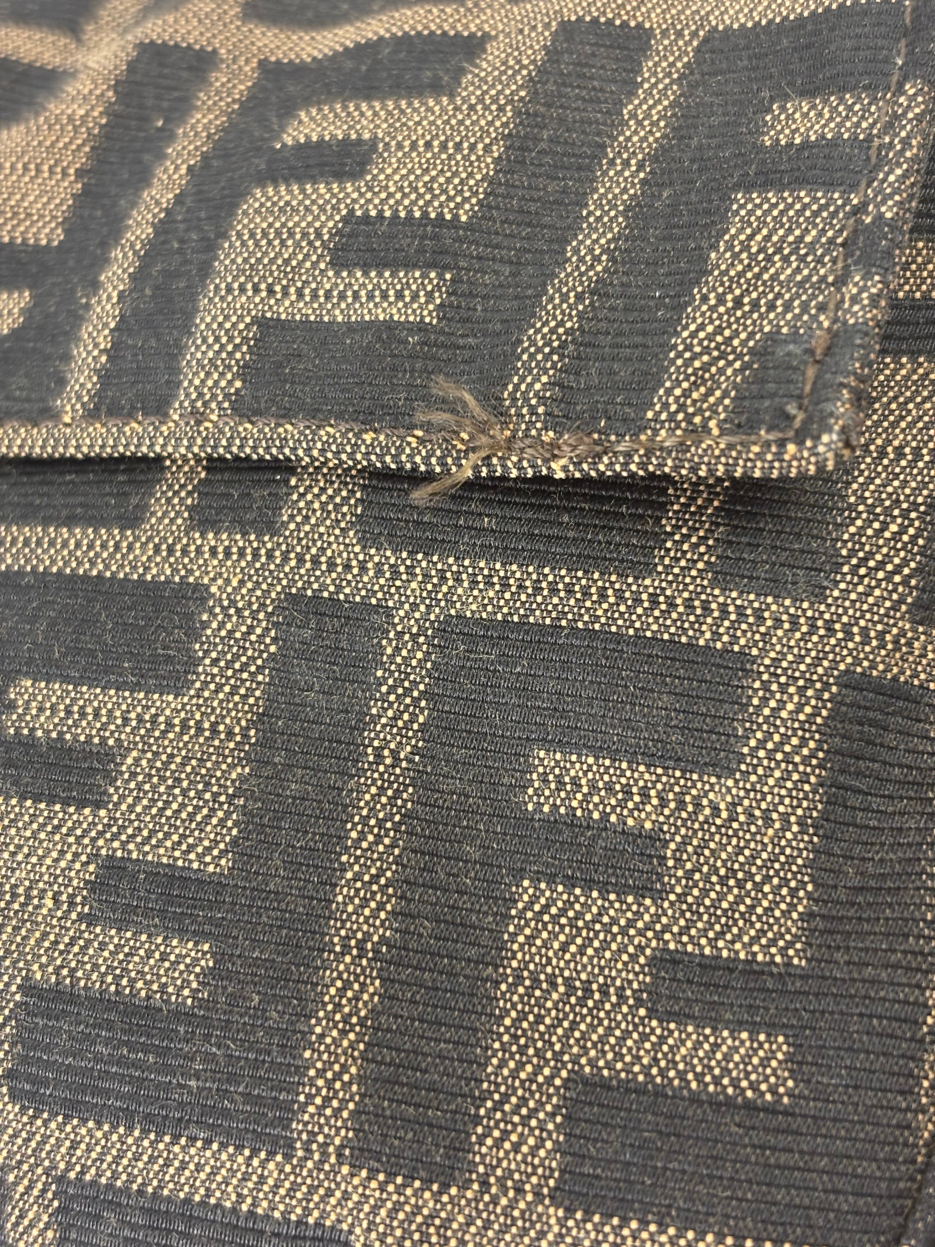 Fendi Brown Leather Trim Baguette