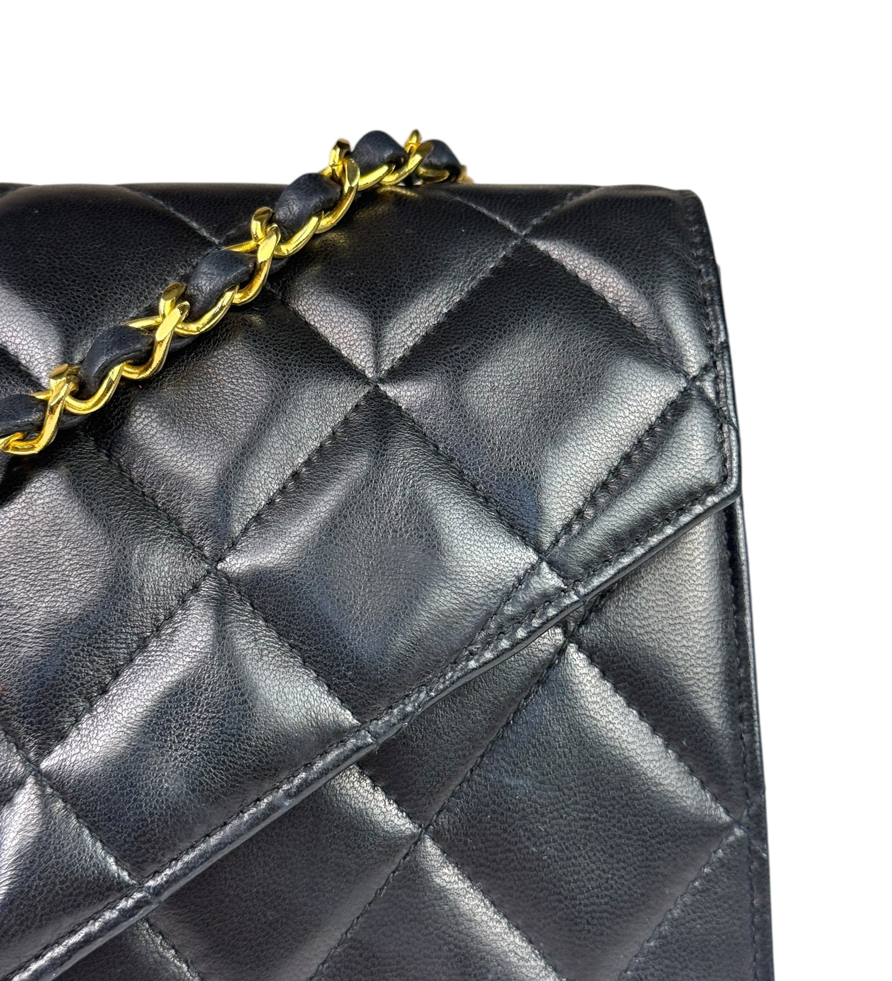 Chanel Black Quilted Leather Envelope Flap Bag Early 90's