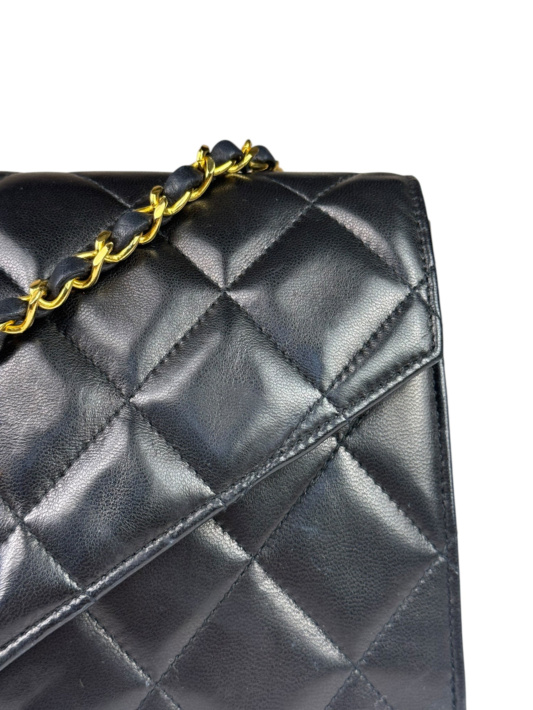 Chanel Black Quilted Leather Envelope Flap Bag Early 90's