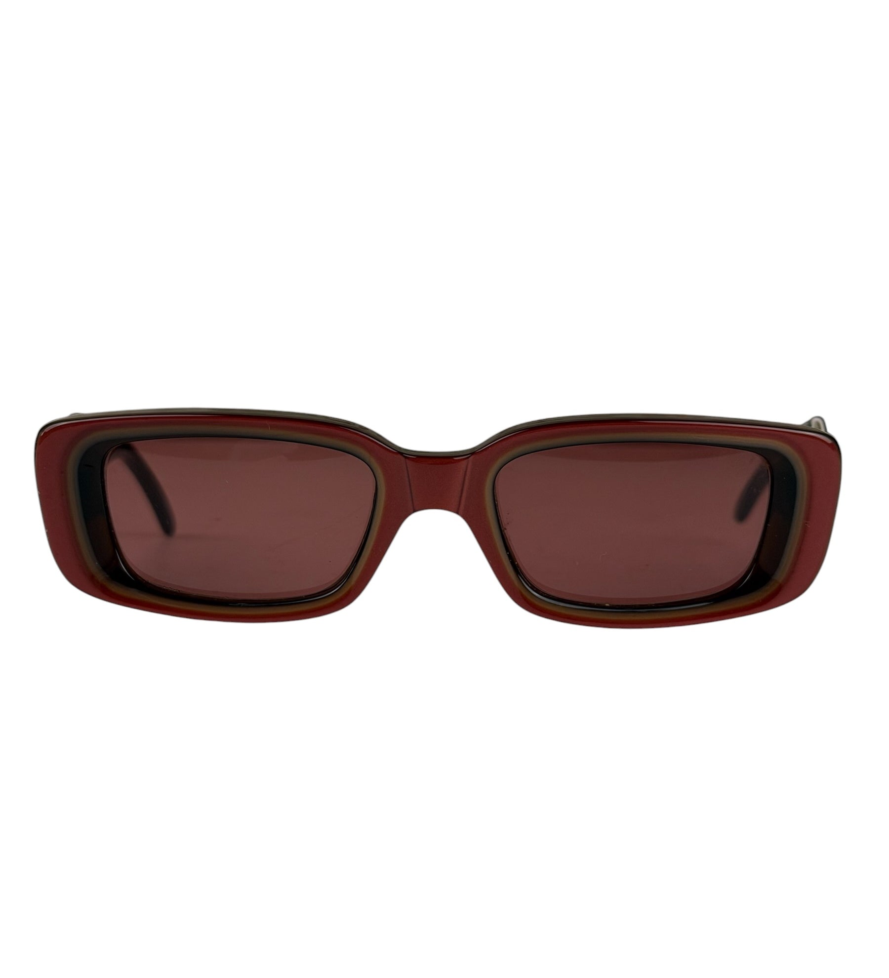 Gucci Maroon Rectangle Frame Sunglasses
