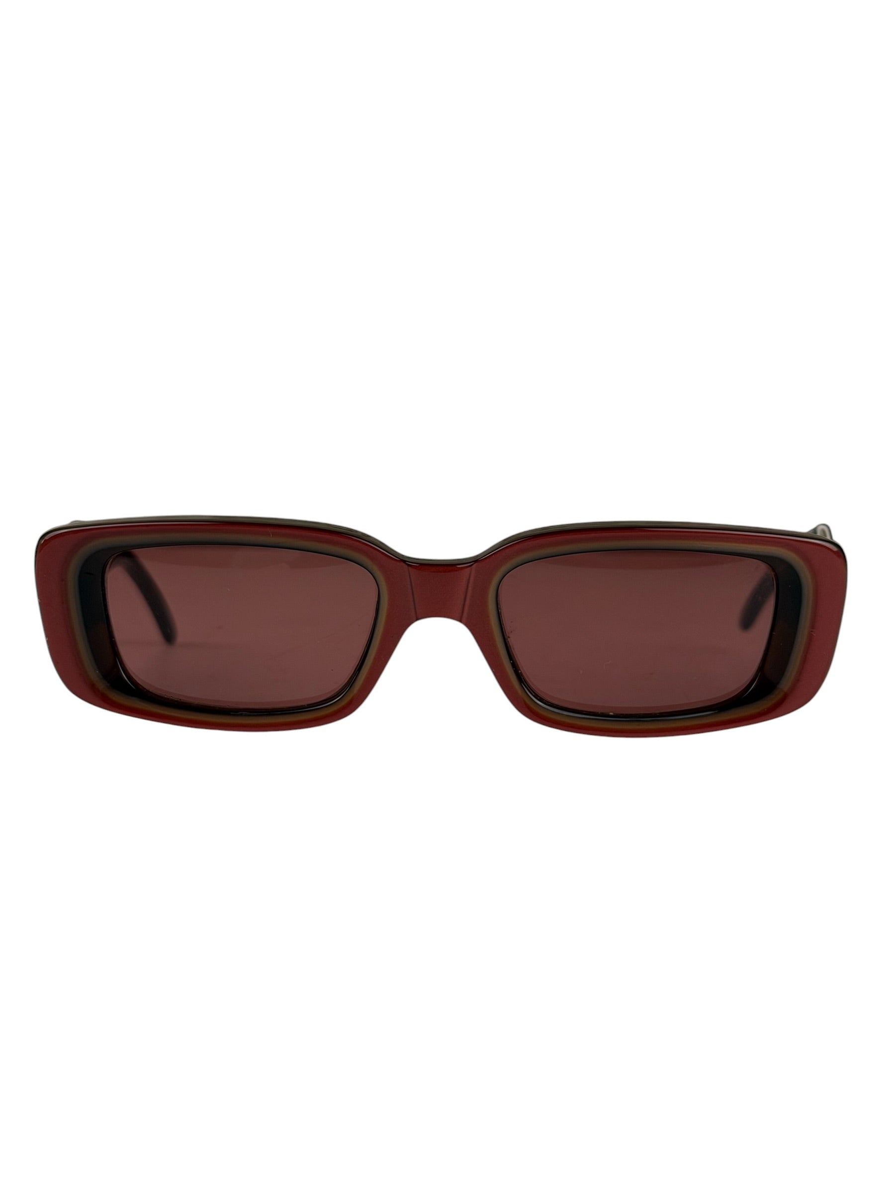 Gucci Maroon Rectangle Frame Sunglasses