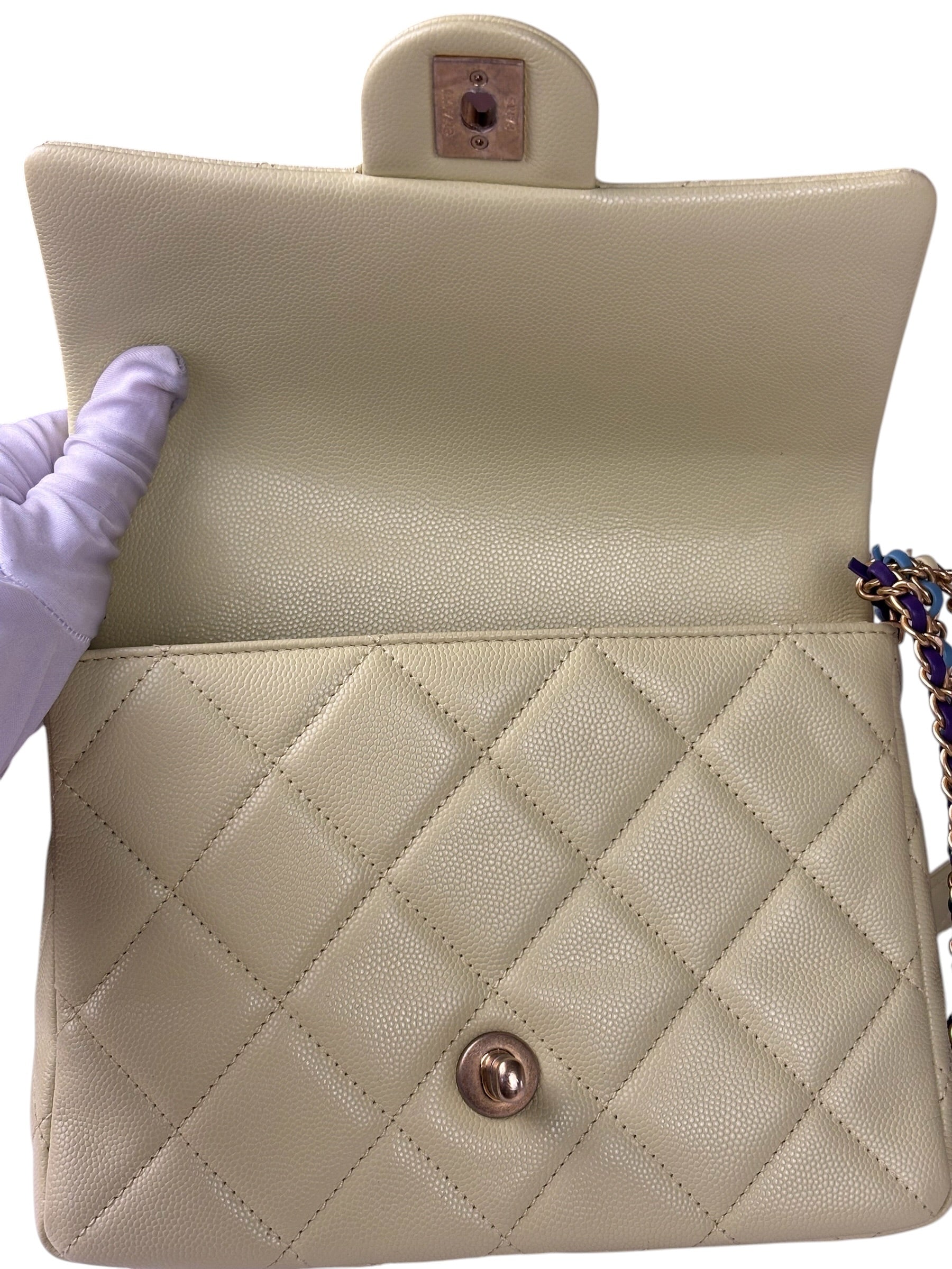 Chanel Yellow Caviar Leather Mini Flap Bag