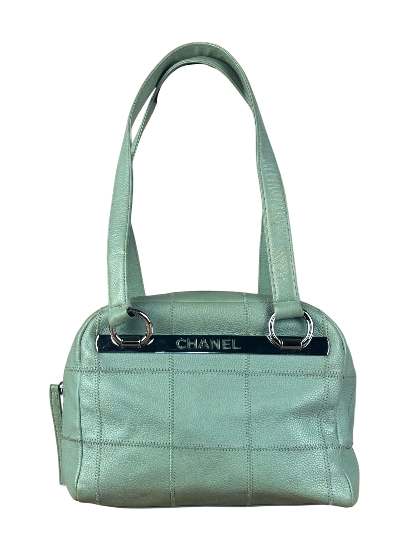 Chanel Light Green Quilt LAX Leather Bowler Bag 2004