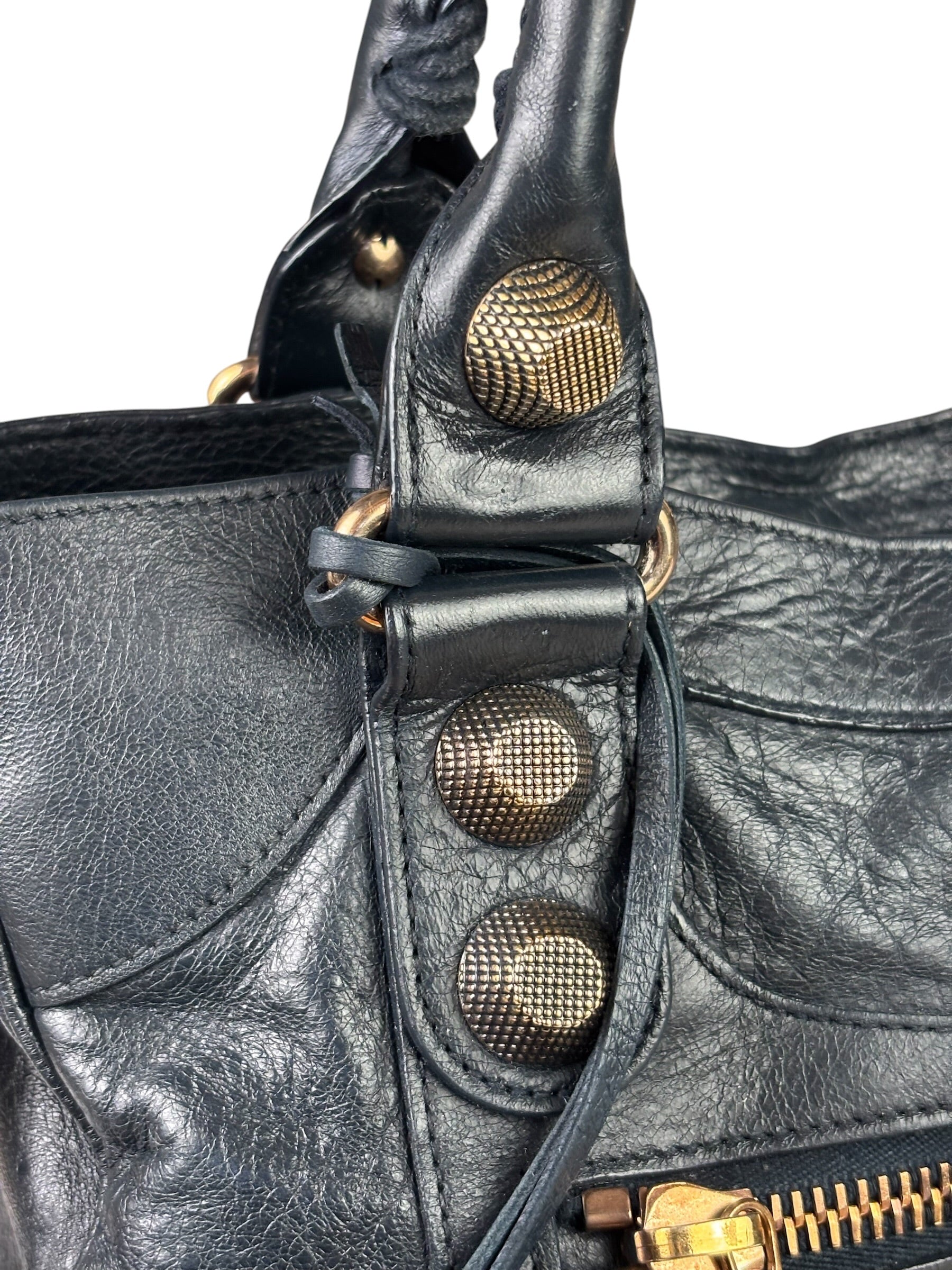 Balenciaga Vintage Navy Leather City Two-Way Bag