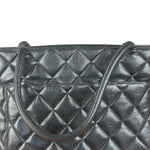 Chanel Vintage CC Black Quilted Caviar Leather Medallion Tote Bag 2002