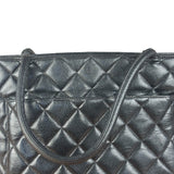 Chanel Vintage CC Black Quilted Caviar Leather Medallion Tote Bag 2002