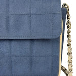 Chanel Blue/Cream Patent Leather Trim East-West Chocolate Bar Shoulder Bag 2002