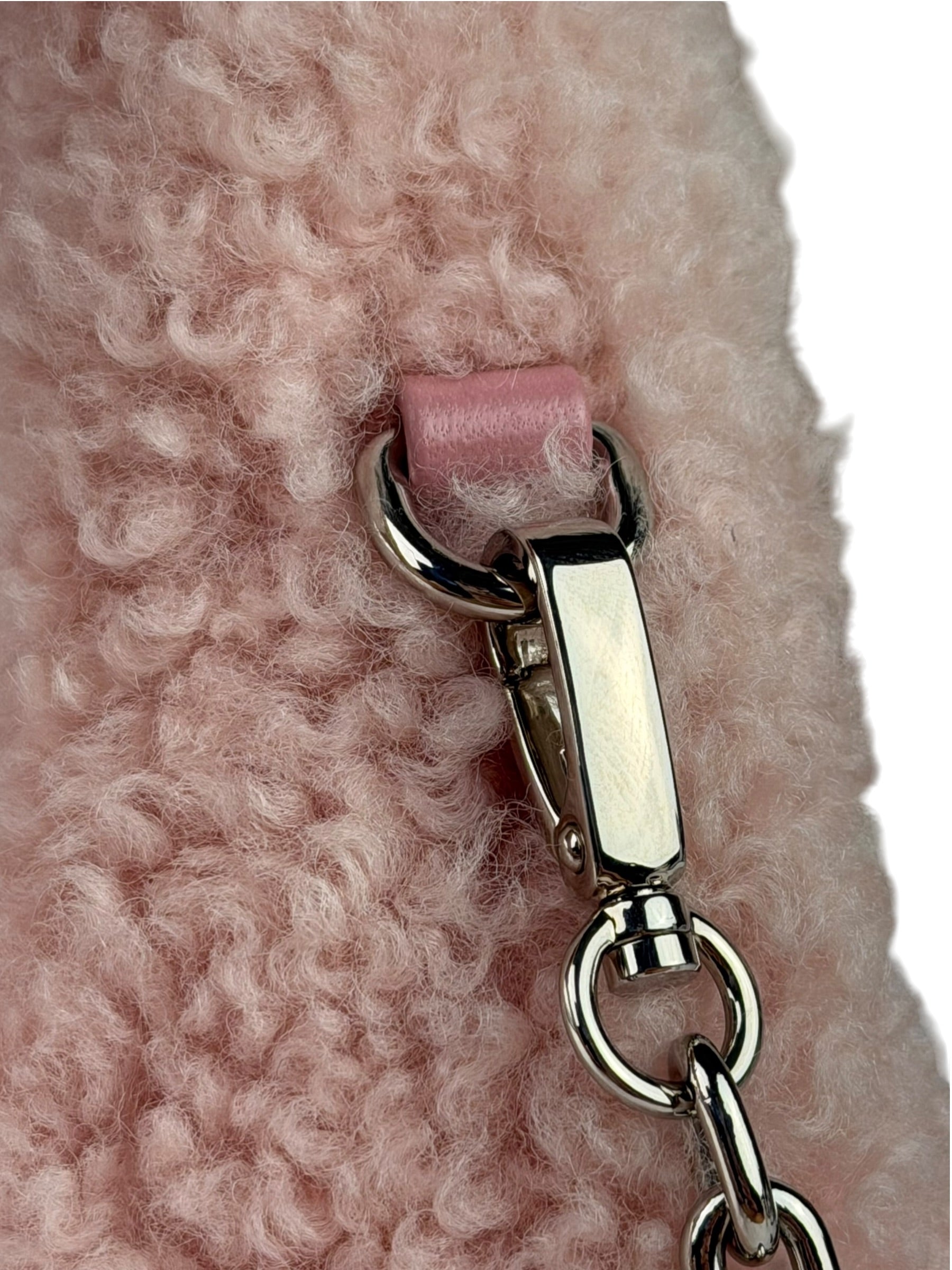 Miu Miu Pink Wool Teddy Two-Way Hobo Bag