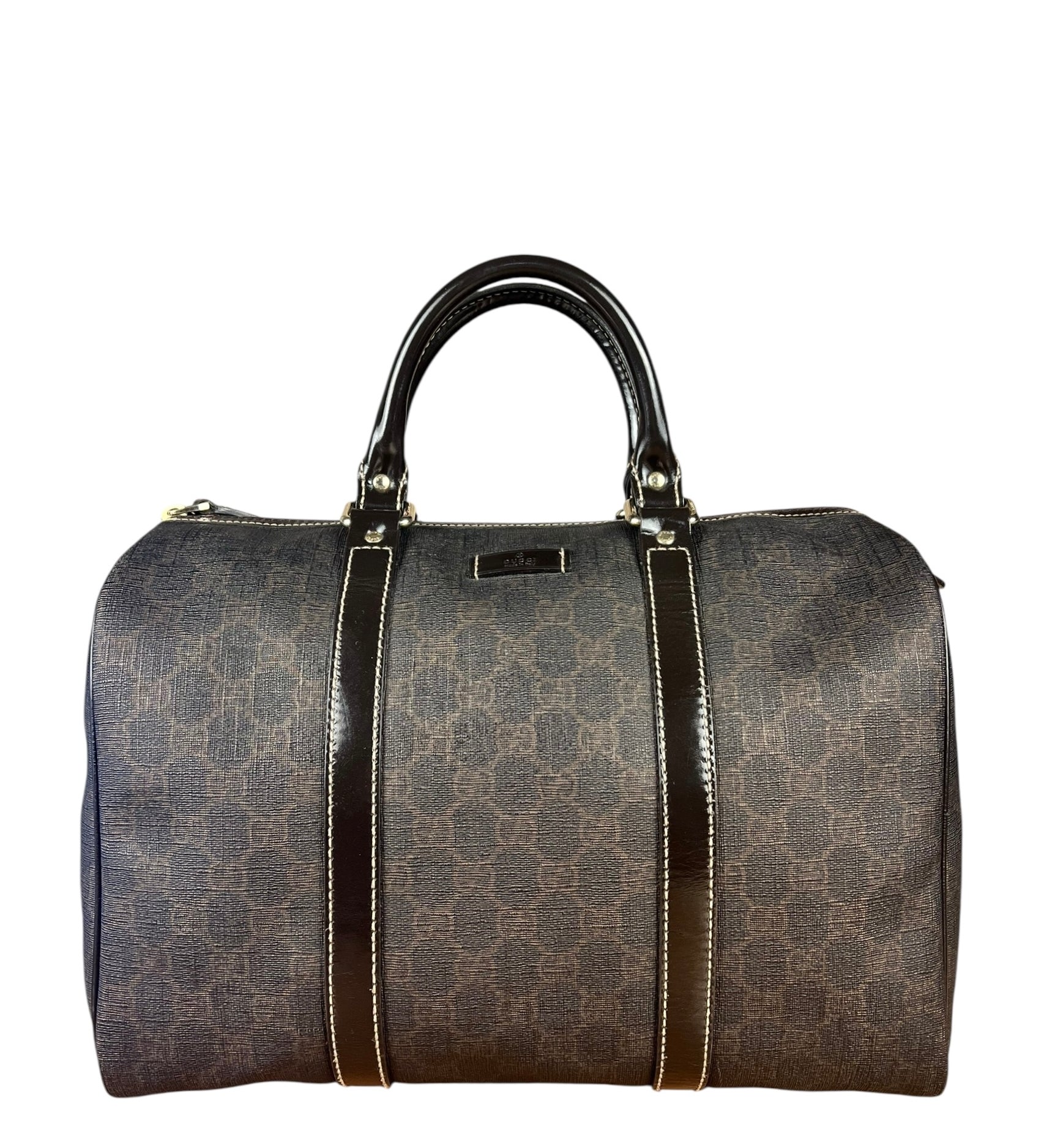 Gucci GG Supreme Coated Boston Bag Dark Brown