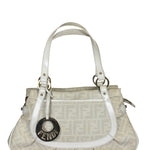 Fendi White Leather PVC Coated Zucca Spalmati Chef Shoulder Bag