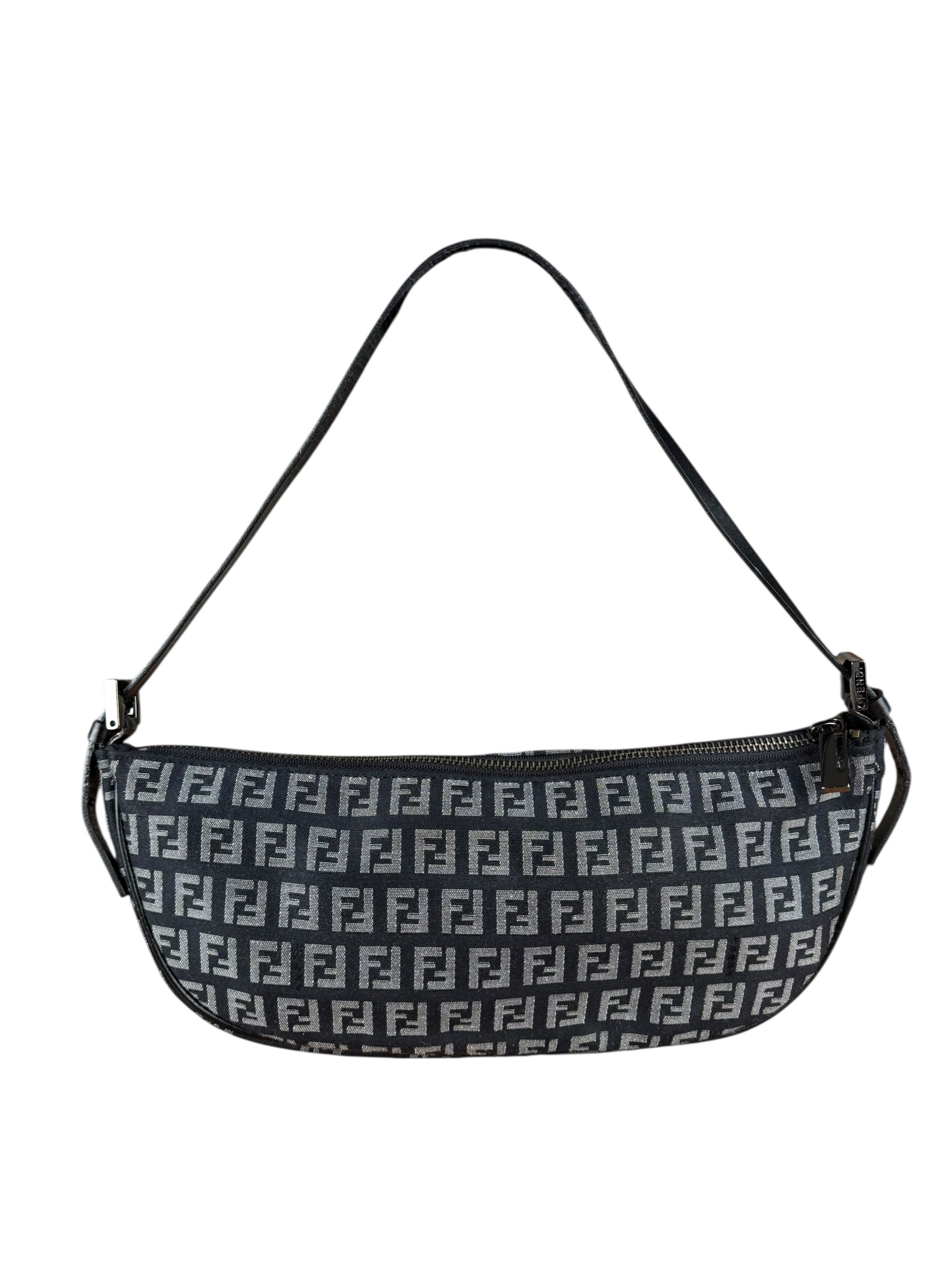 Fendi FF Black Canvas Boat Pochette