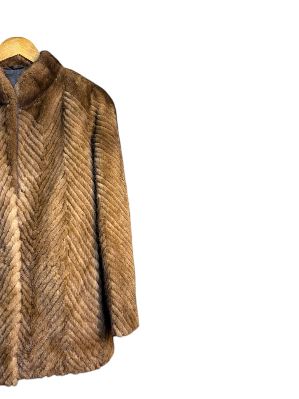 Vintage Light Brown Chevron Mink Fur Coat