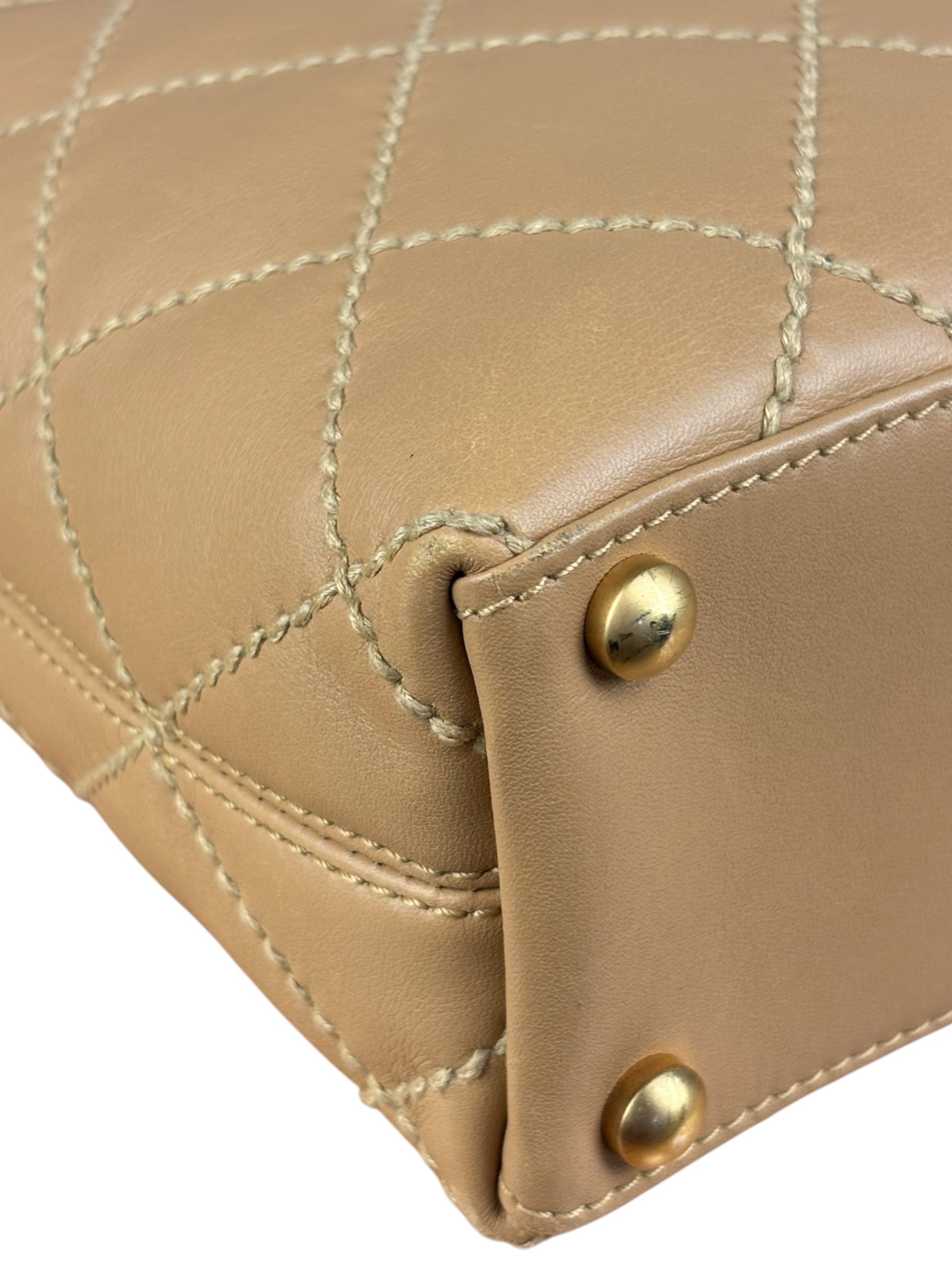 Chanel Vintage Beige Wild Stitch Small Tote Bag 2003