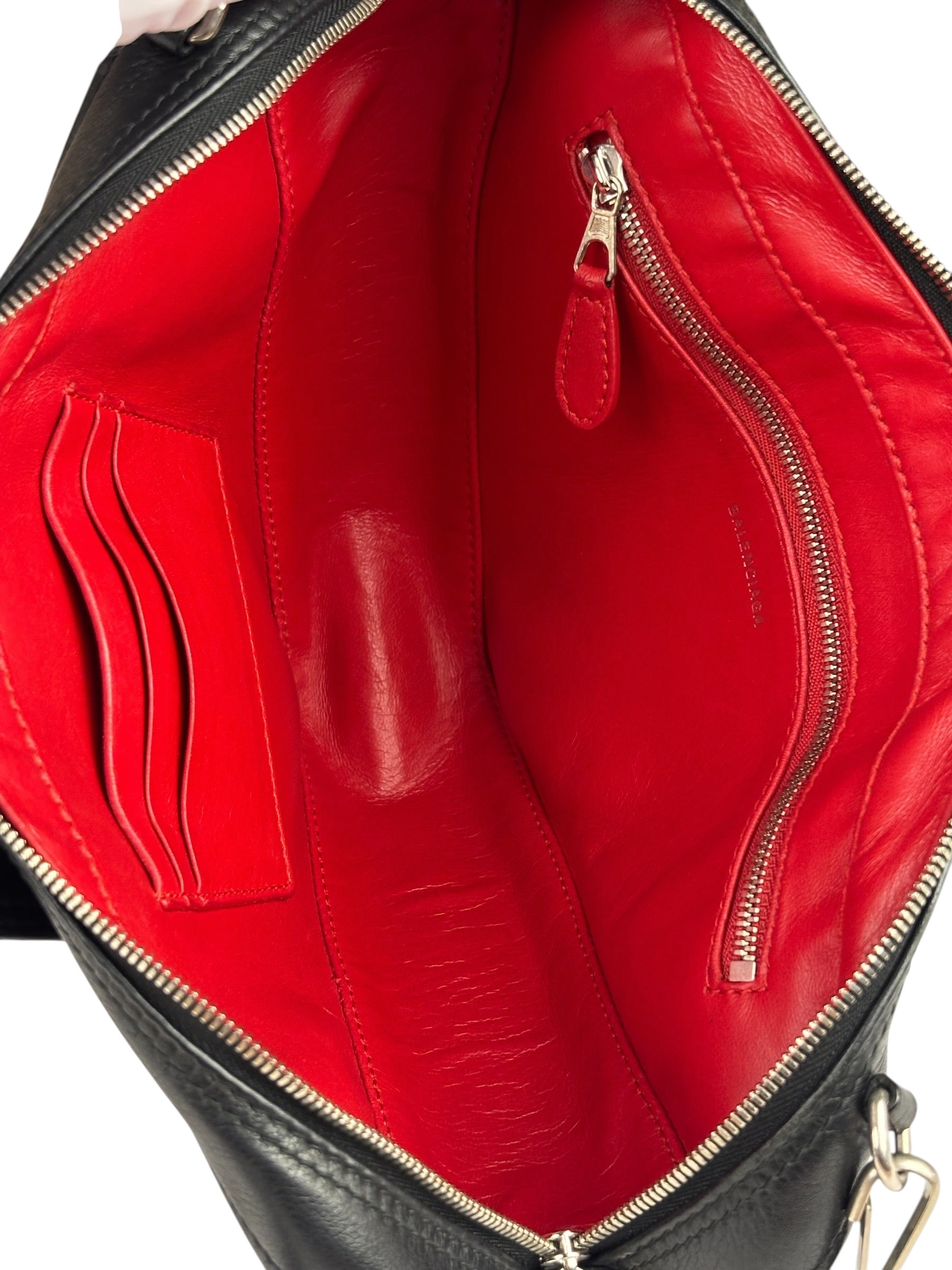 Balenciaga Black Leather Triangle Two-Way Bag