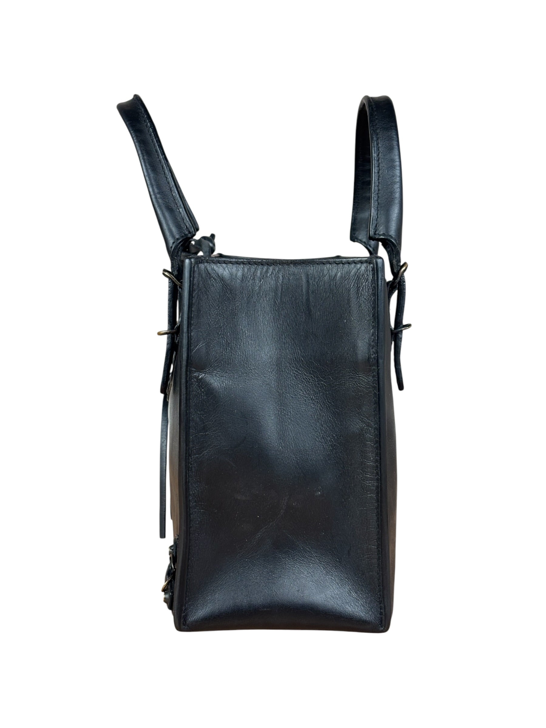 Balenciaga Black Leather Papier A4 Tote Bag