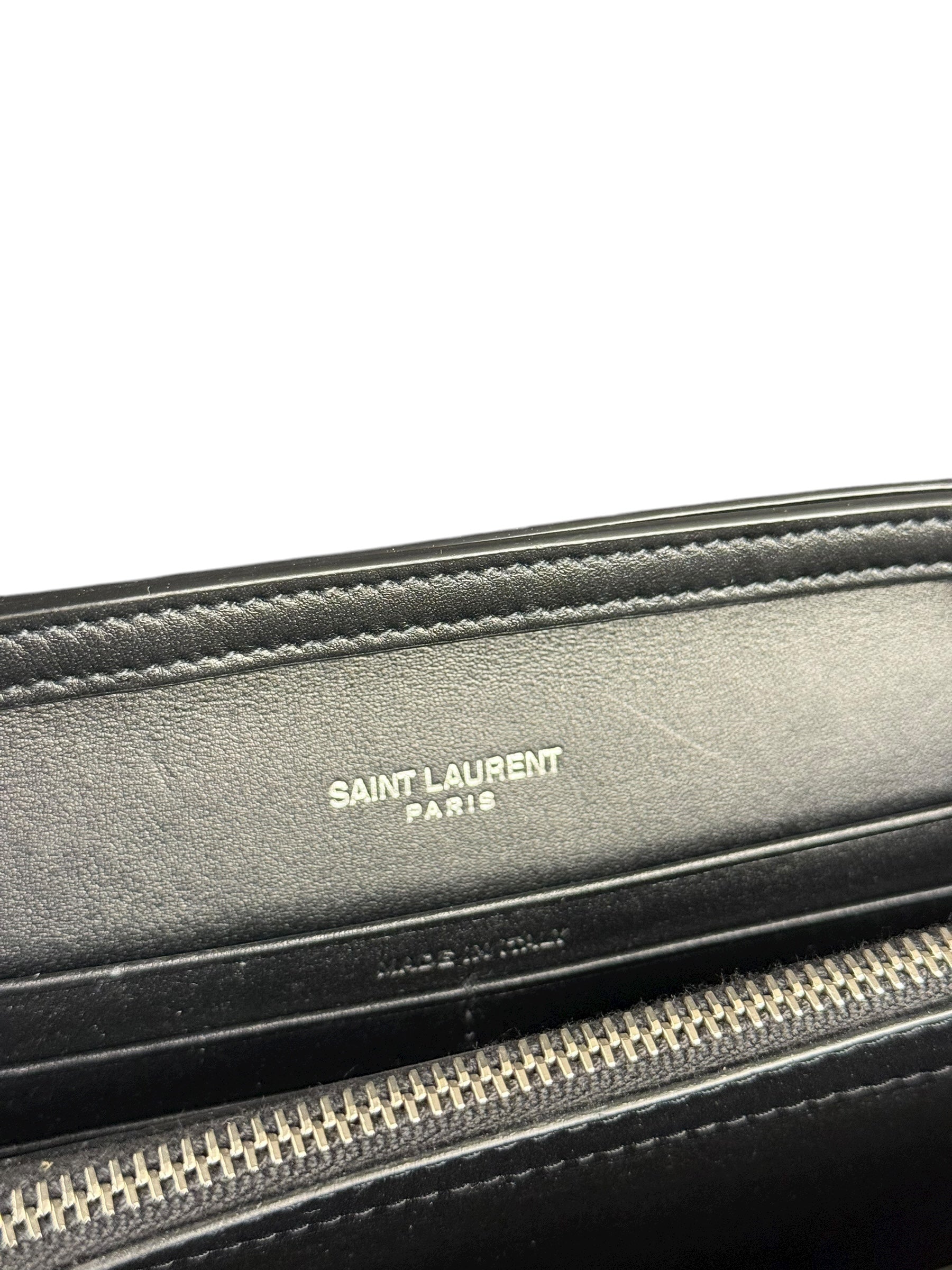 Saint Laurent Cassandre Leather Wallet on Chain Bag Black
