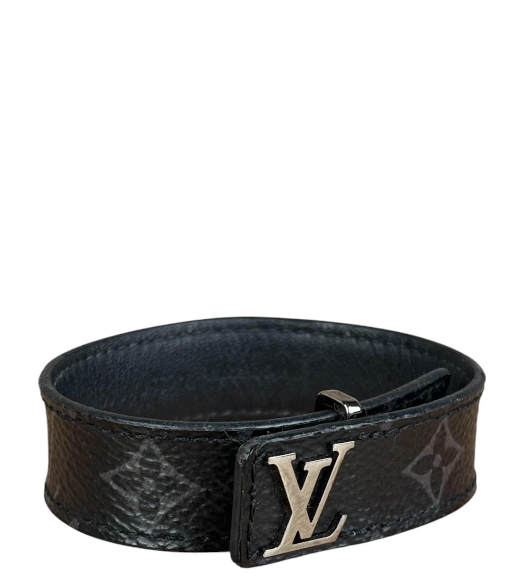 Louis Vuitton Dark Gray Leather Slim Bracelet