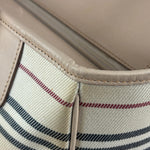 Burberry Multi-Color Leather Trim Striped Canvas Tote Bag