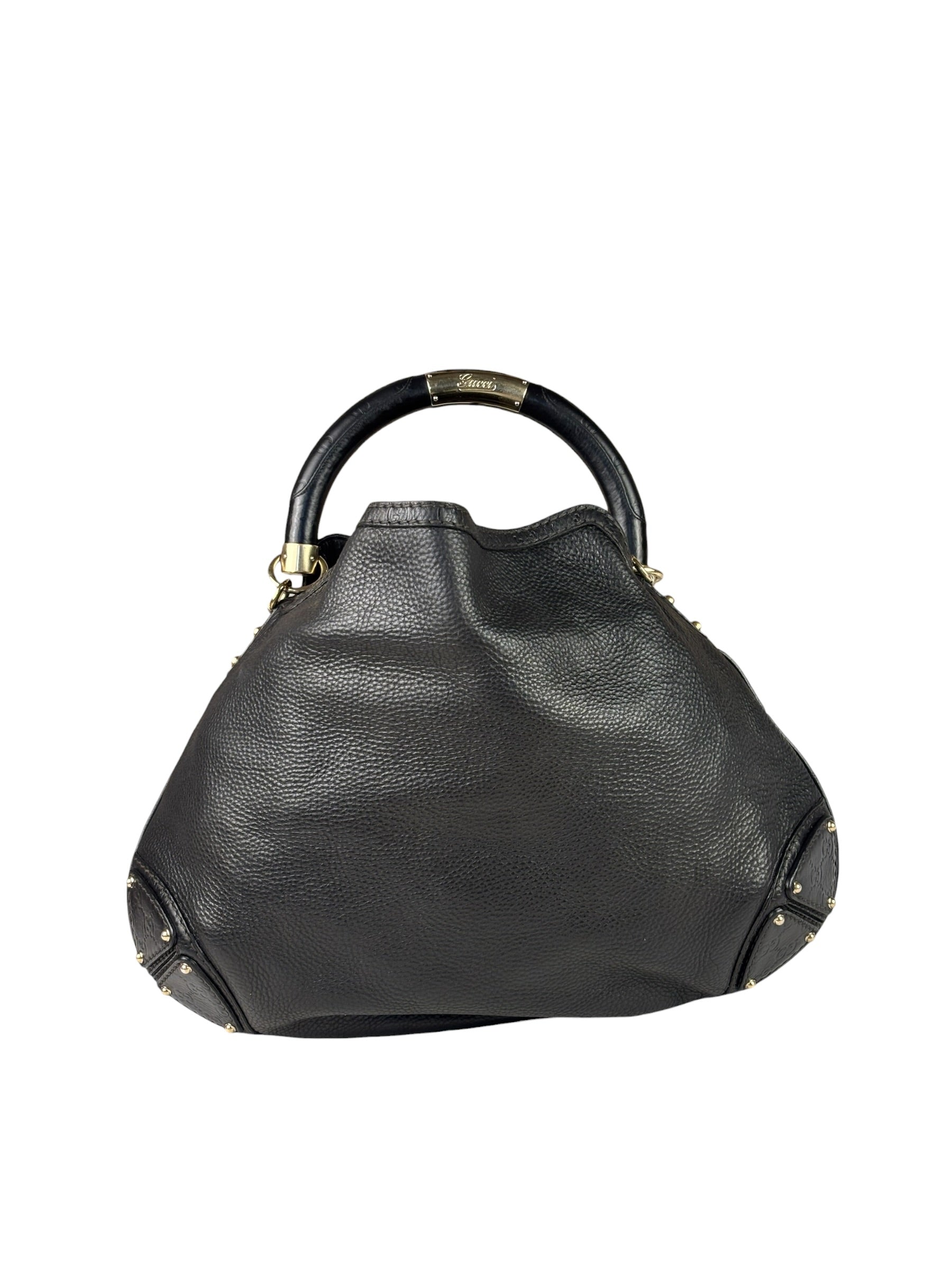 Gucci Black Leather Indy Hobo Bag