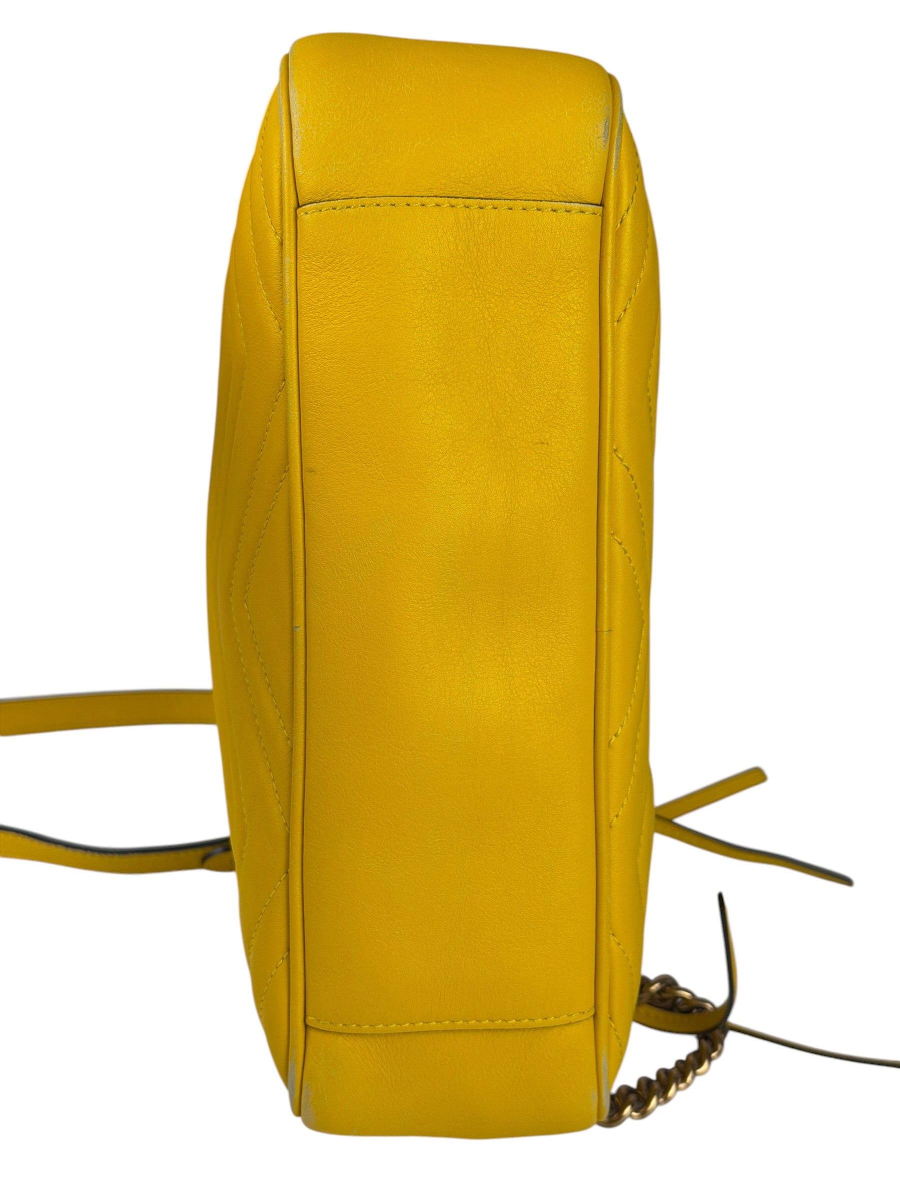 Gucci Bright Yellow GG Marmont Matelasse Shoulder Camera Bag