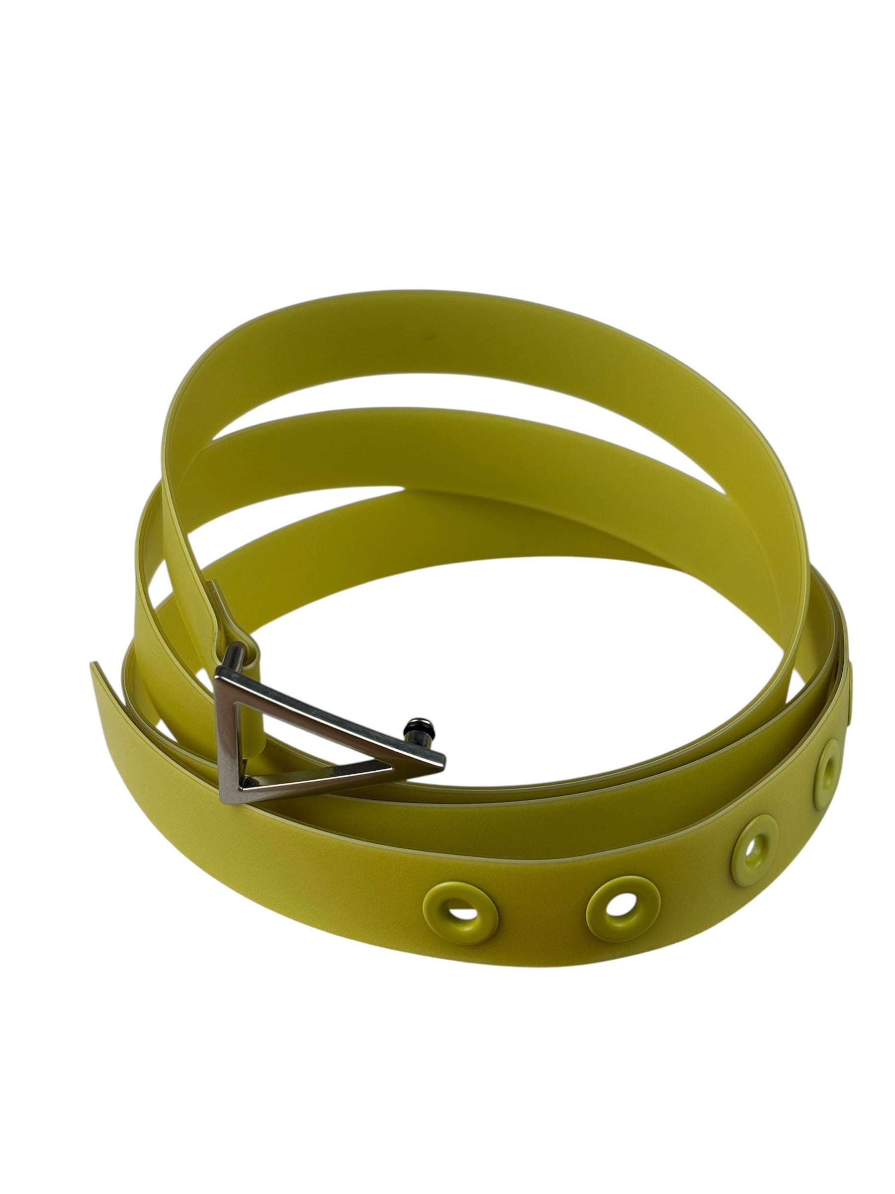 Bottega Veneta Bright Green Rubber Triangular Buckle Belt
