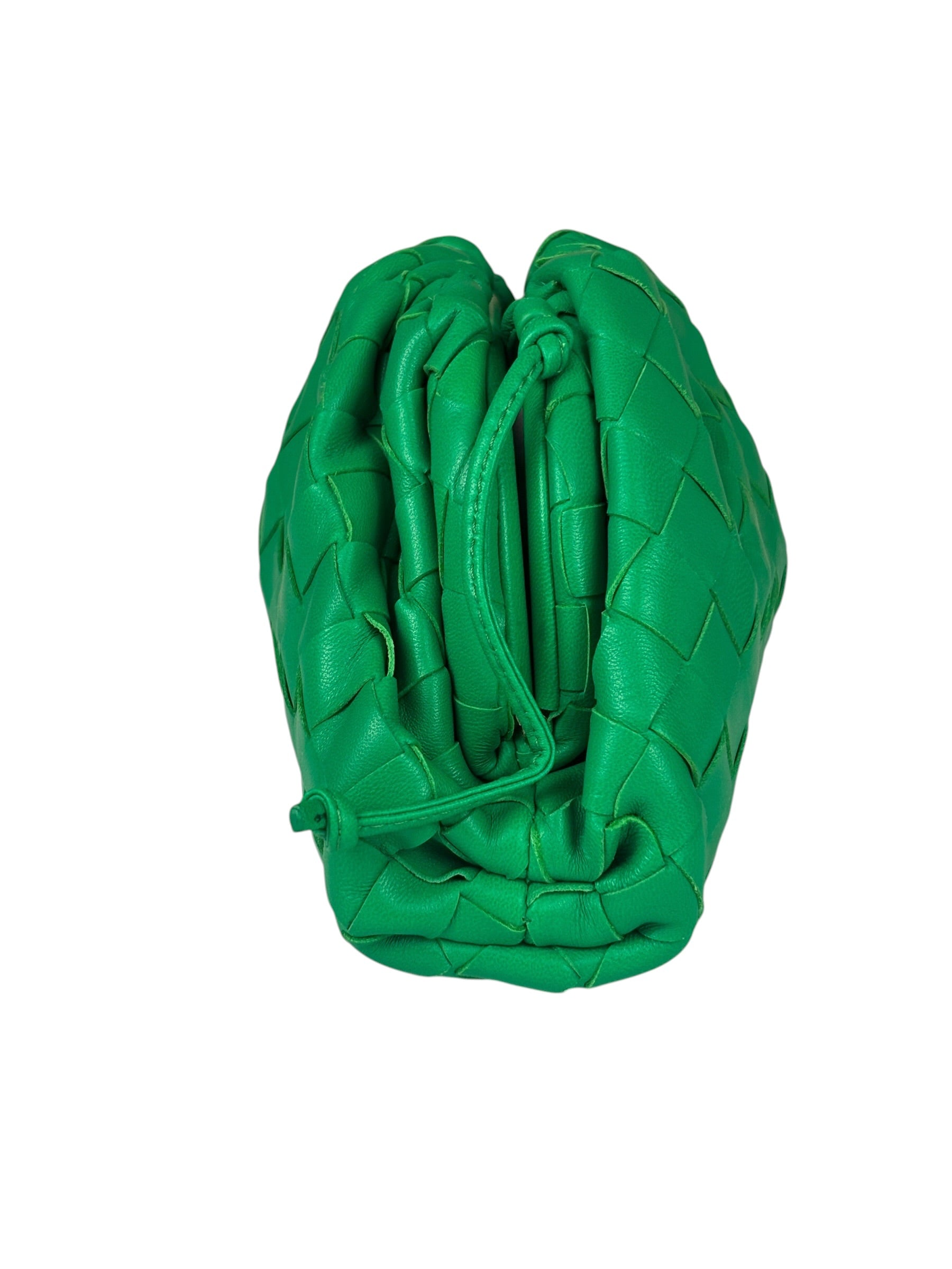 Bottega Veneta Green Leather Intercciato Small Crossbody
