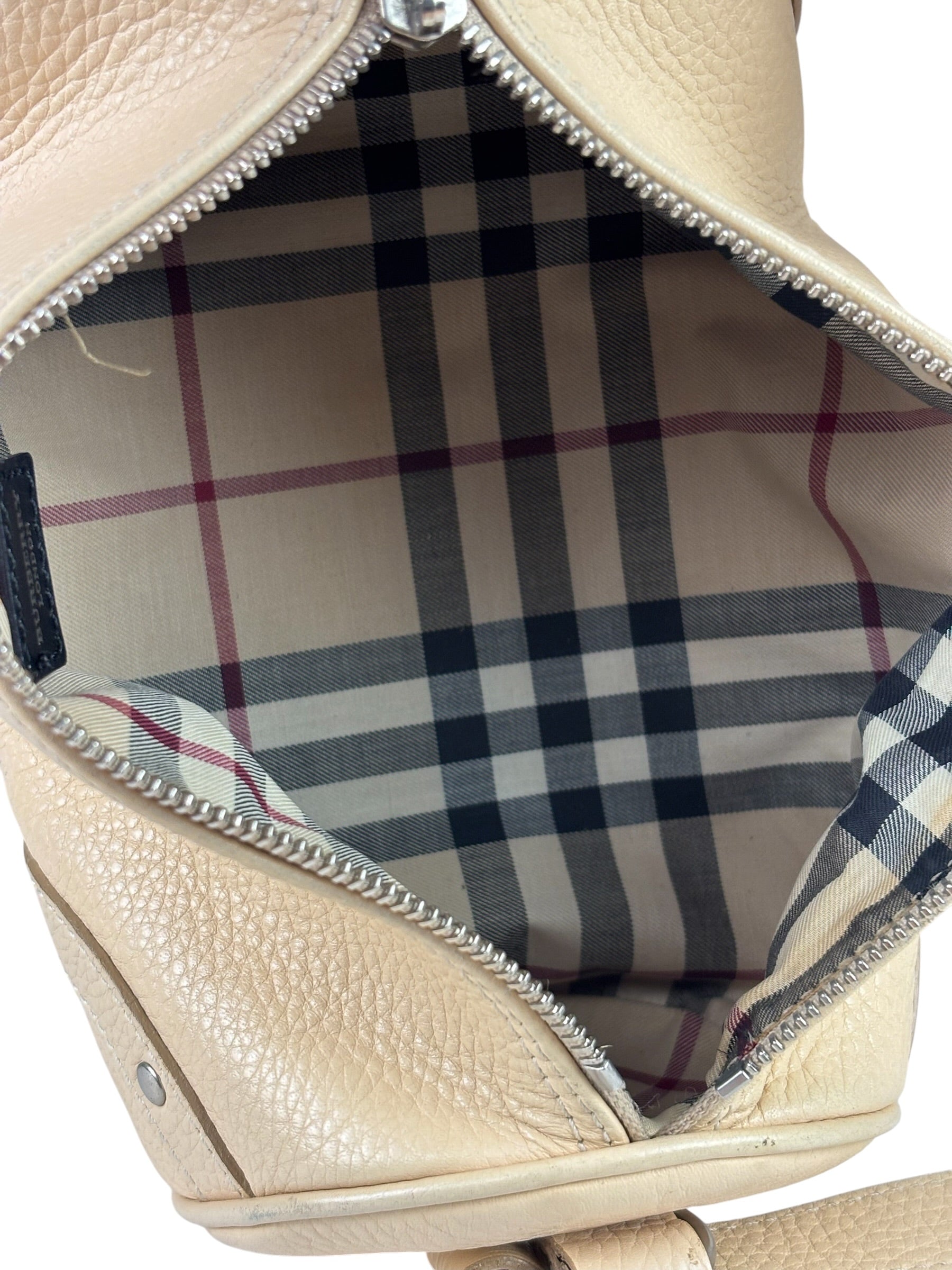 Burberry Cream Calfskin Barrel Shoulder Bag