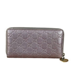 Gucci GG Embossed Metallic Lilac Leather Long Wallet
