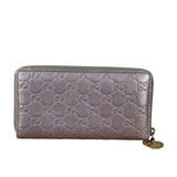 Gucci GG Embossed Metallic Lilac Leather Long Wallet