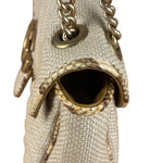Gucci GG Beige Raffia Marmont Snakeskin Trim Flap Bag