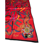 Celine Vintage Red Alphabet Print Handkerchief/Scarf