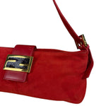 Fendi Red Suede Baguette Crossbody Bag