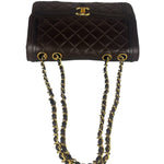 Chanel Vintage Brown V-Flap Border Shoulder Bag