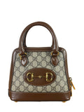 Gucci Brown Leather GG Horsebit Small Top Handle Bag 1955