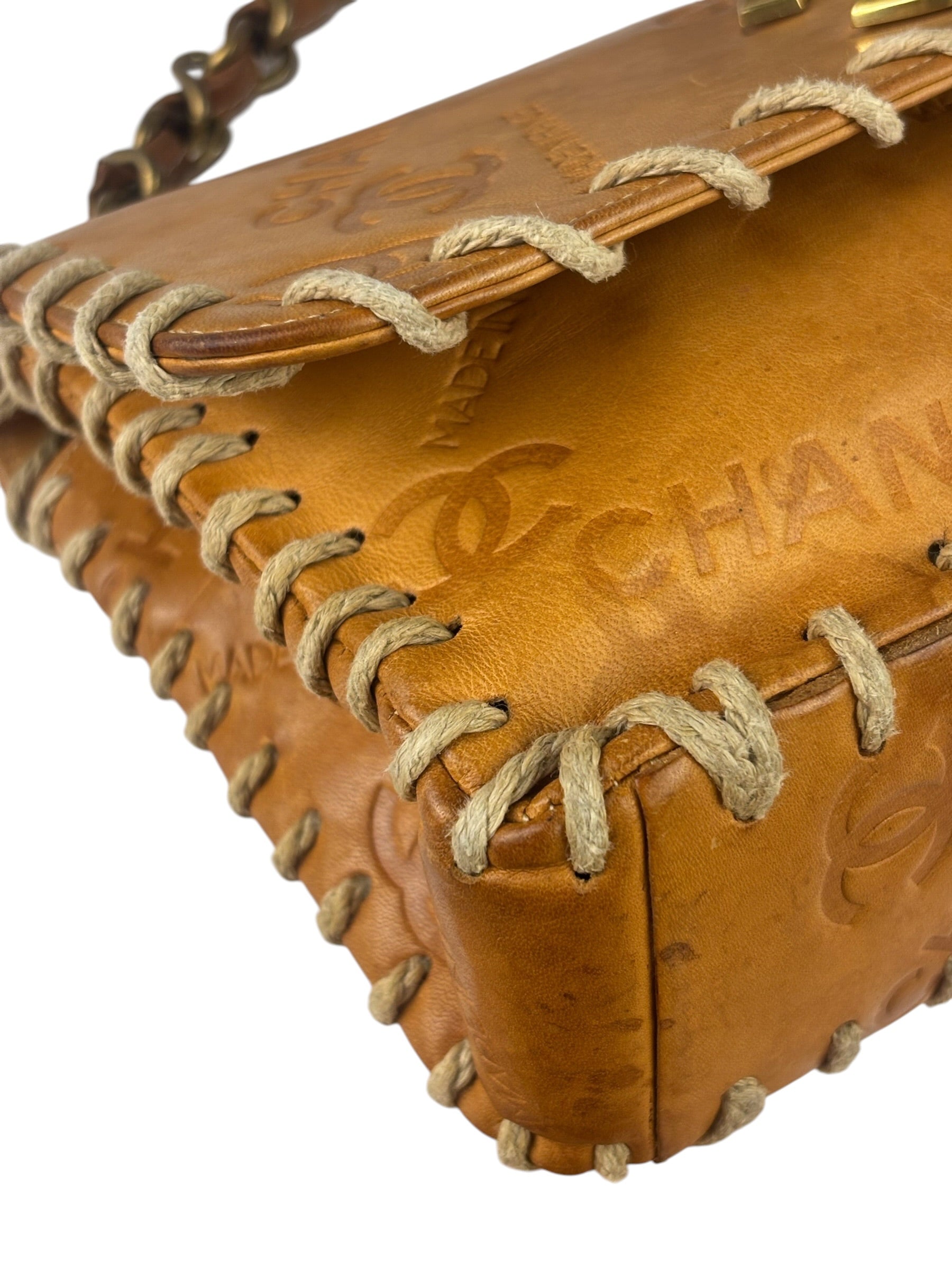 Chanel Brown Leather Western Embossed CC Flap Bag
