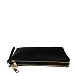 Coach Black Pebbled Leather Dual Zip Wristlet Wallet