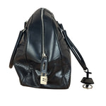 Prada Vintage Black Leather Vitello Drive Perforated Bowling Tote Bag