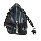 Prada Vintage Black Leather Vitello Drive Perforated Bowling Tote Bag