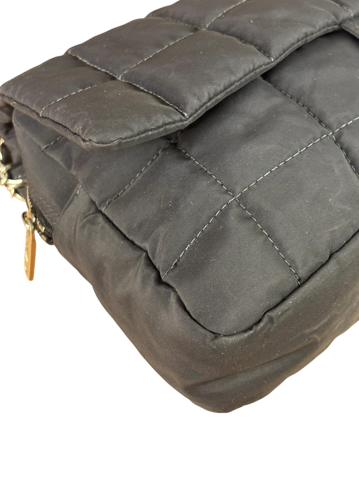 Chanel Black Nylon Chocolate Bar Flap Bag 2002