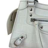 Balenciaga White Croc Embossed S Neo City Bag