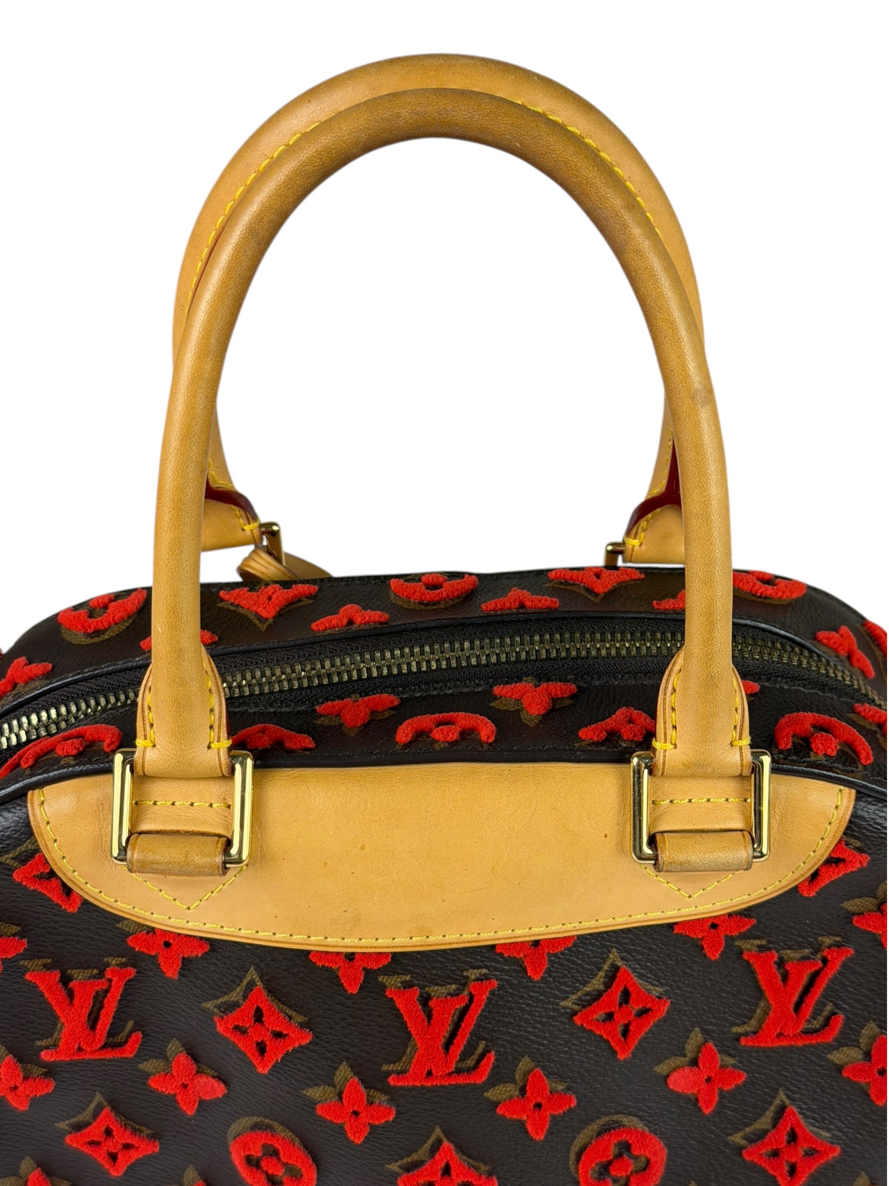 Louis Vuitton Limited Edition Deauville Cube Rosso Handbag Red