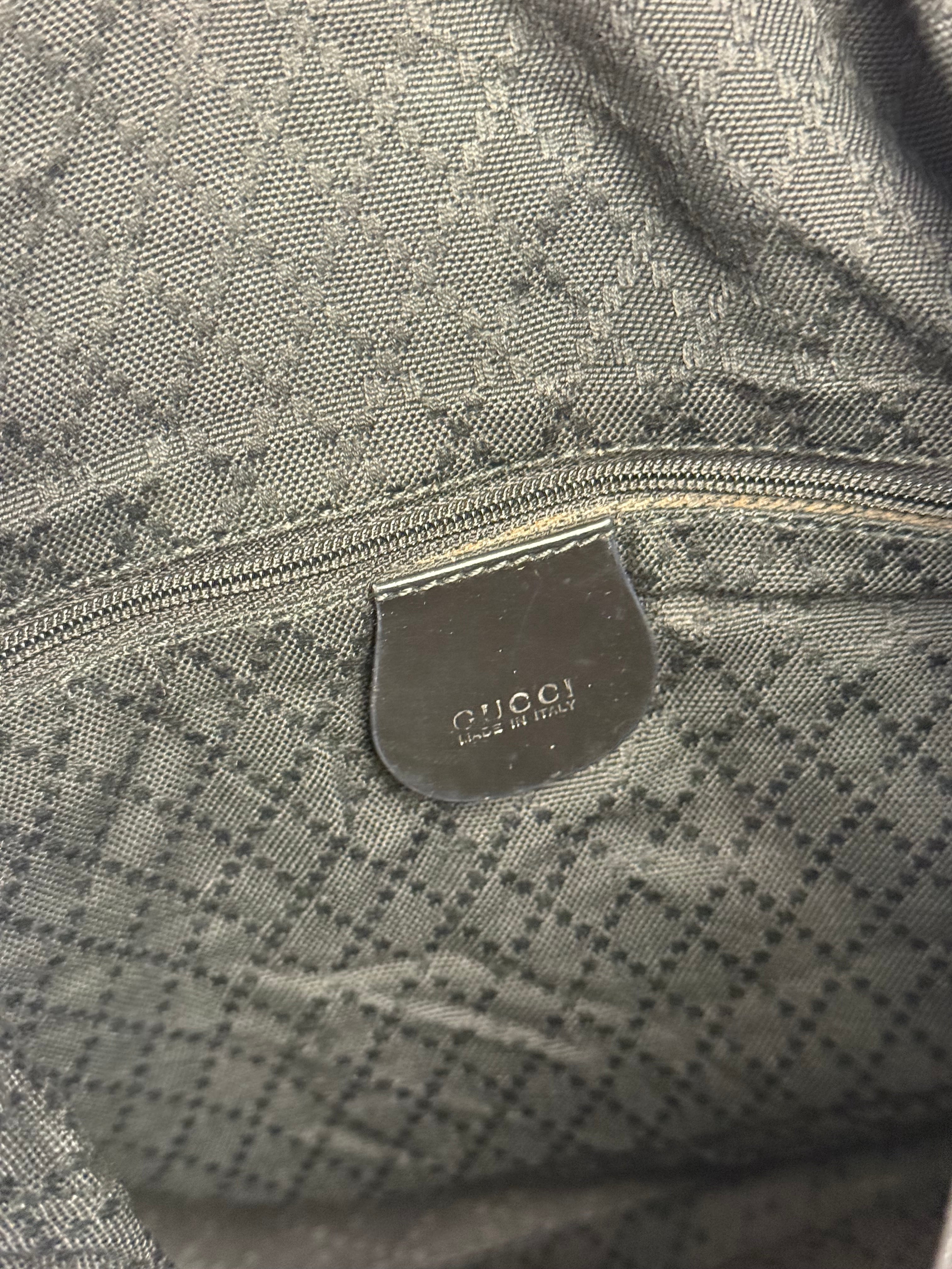 Gucci Vintage Black Canvas Bamboo Handle Bag