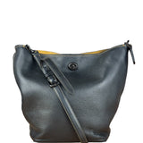 Coach Pebbled Leather Shoulder Bag Black Turn-Lock
