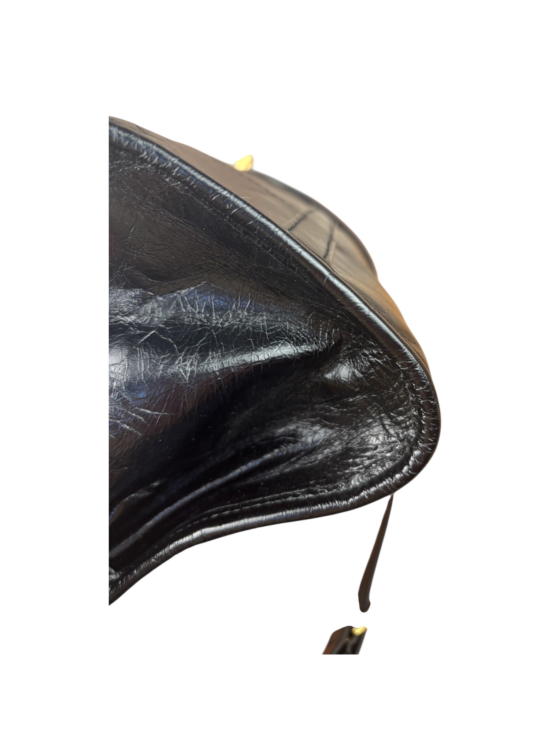 Prada Black Patent Leather Bonnie Medium Two-Way Bag