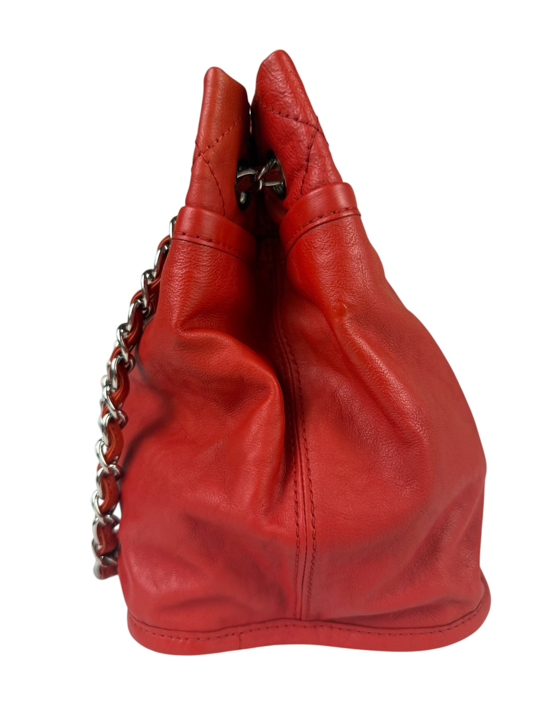 Chanel Red Quilted Leather Natural Beauty Chain Tote 2010