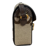 Gucci Brown Leather Trim Monogram Jumbo GG Mini Shoulder Bag