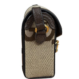 Gucci Brown Leather Trim Monogram Jumbo GG Mini Shoulder Bag
